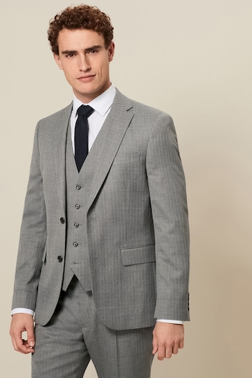 Light Grey Slim Fit Textured Suit: Jacket