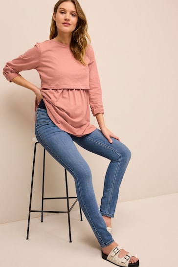 Mid Blue Wash Maternity Skinny Jeans