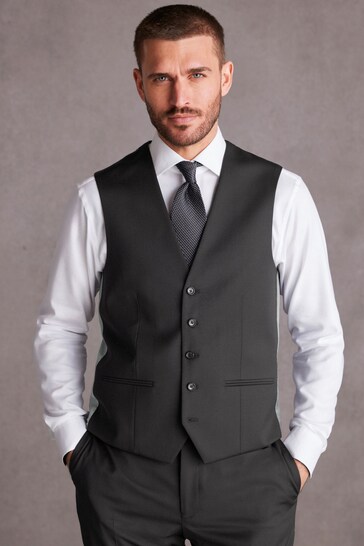 Black Signature Wool Suit: Waistcoat