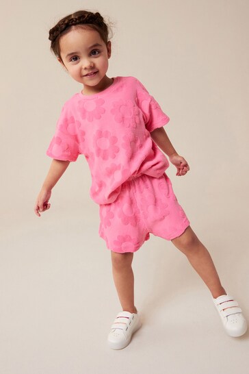 Bright Pink Rainbow Short Sleeve T-Shirt and Shorts Set (3mths-7yrs)