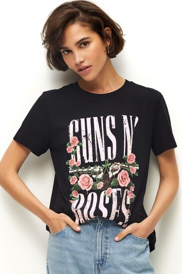 Black Guns N Roses Licence Band T-Shirt