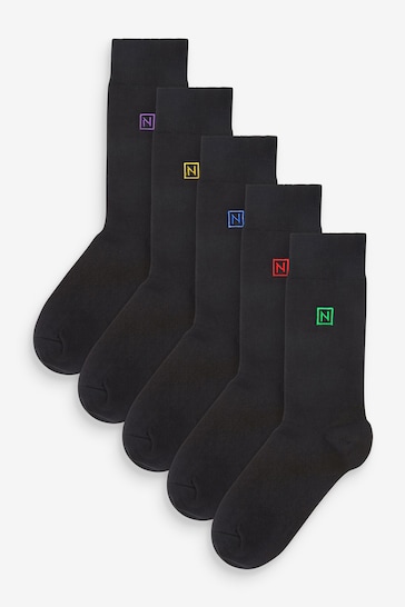 Multi Logo 5 Pack Embroidered Lasting Fresh Socks
