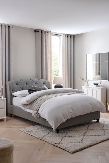 Wool Blend Grey Hartford Collection Luxe Upholstered Bed Frame