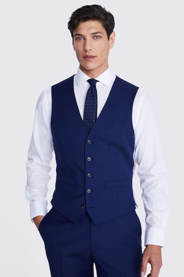 MOSS Tailored Fit Navy Twill Suit Waistcoat
