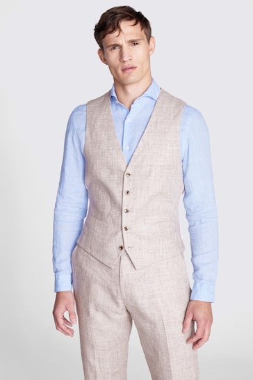 MOSS Tailored Fit Oatmeal Linen Suit Waistcoat