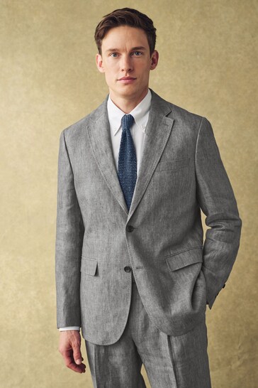 Barbour® Grey Linen Suit: Jacket