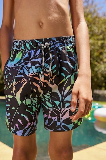 Black Leaf Printed Swim Shorts (3mths-16yrs)