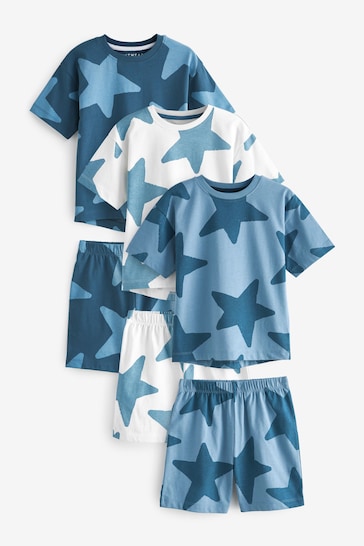 Navy Blue/White Stars Short Pyjamas 3 Pack (9mths-12yrs)