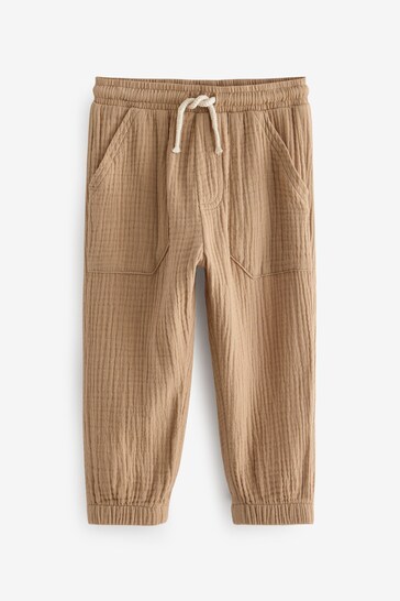 Tan Brown Soft Textured Cotton Trousers (3mths-7yrs)