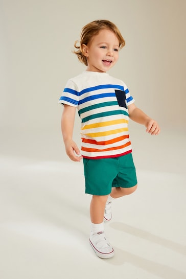 Rainbow Pocket Vertical Stripe Short Sleeve T-Shirt (3mths-7yrs)