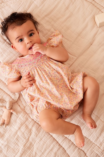 Pink Ditsy Floral Print Baby Romper (0mths-2yrs)