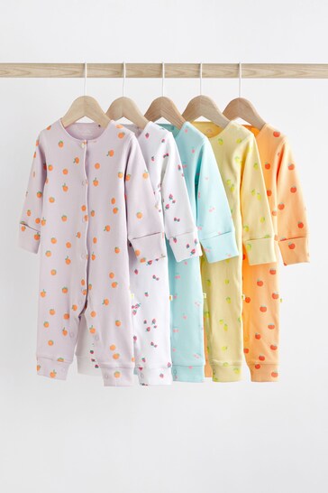 Multi Fruit Print Baby Footless Sleepsuits 5 Pack (0mths-2yrs)