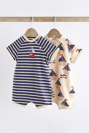 Blue/Red Boat Jersey Baby Rompers 2 Pack