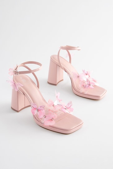 Pink Forever Comfort® Butterfly Block Heel Sandals