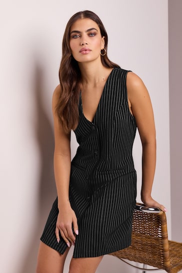 Black Stripe Jersey Blazer Mini Dress