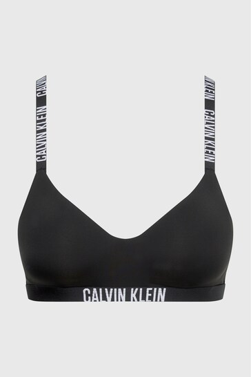 Calvin Klein Slogan Strap Black Bralette