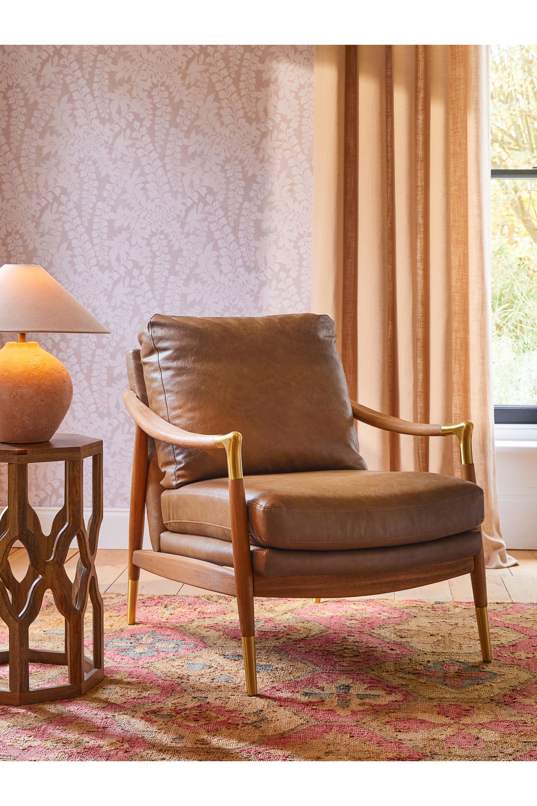 Tan brown sales accent chair