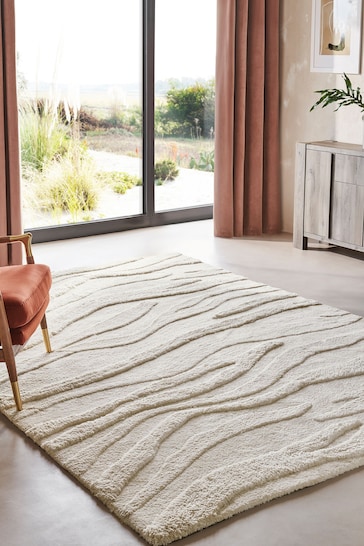 Natural Soft Waves High Low Shaggy Tufted Rug