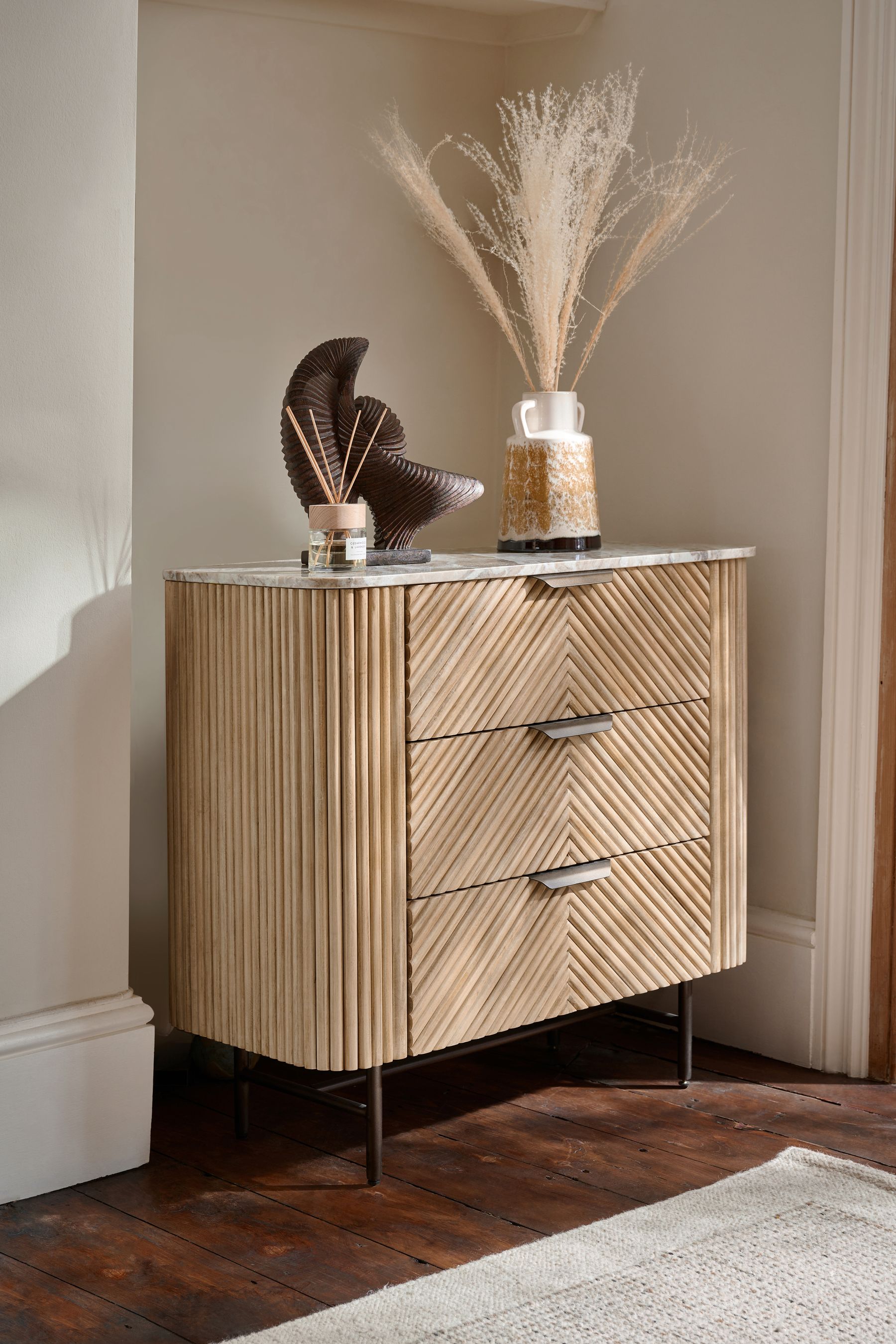 Mango wood 3 hot sale drawer dresser