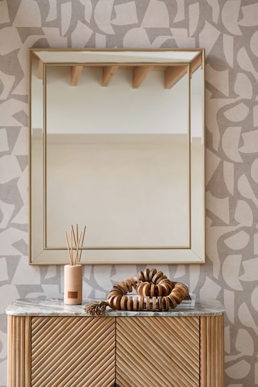 Light Natural Beveled Rectangular Wall Mirror