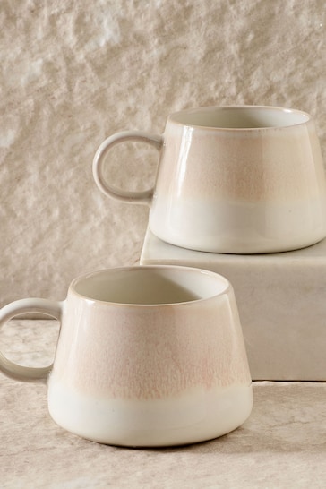 Set of 2 Natural Reactive Glaze Mugs