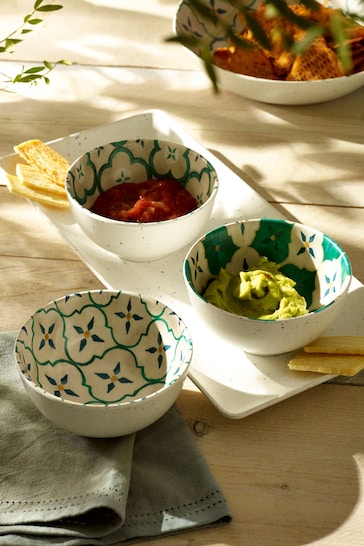Neutral/Turquoise Mediterranean Picnic Serveware Condiment Bowl