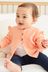 Peach Pink Frill Shoulder Knitted Baby Cardigan (0mths-2yrs)