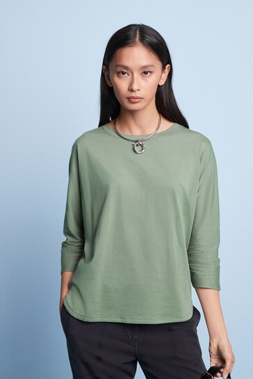 Khaki Green 3/4 Length Sleeve T-Shirt
