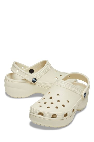 platform crocs cream