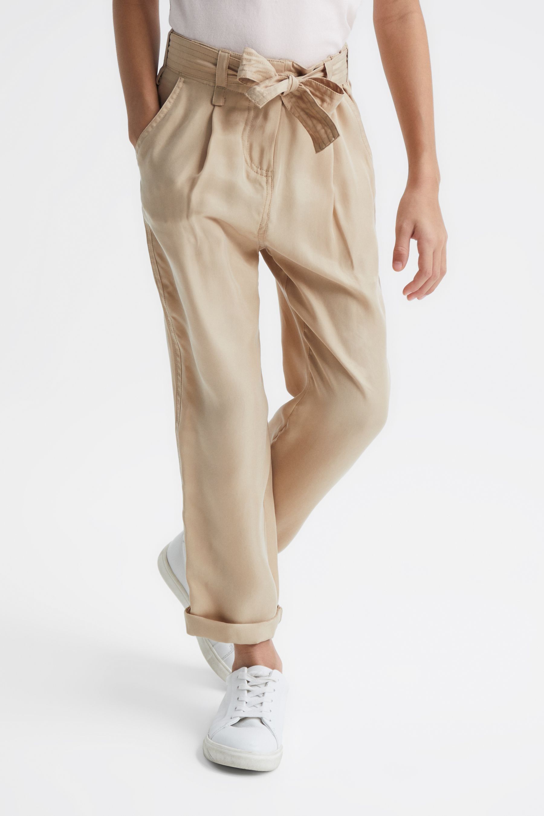 Buy Reiss Camel Joanie Junior Paper Bag Cargo Trousers from the