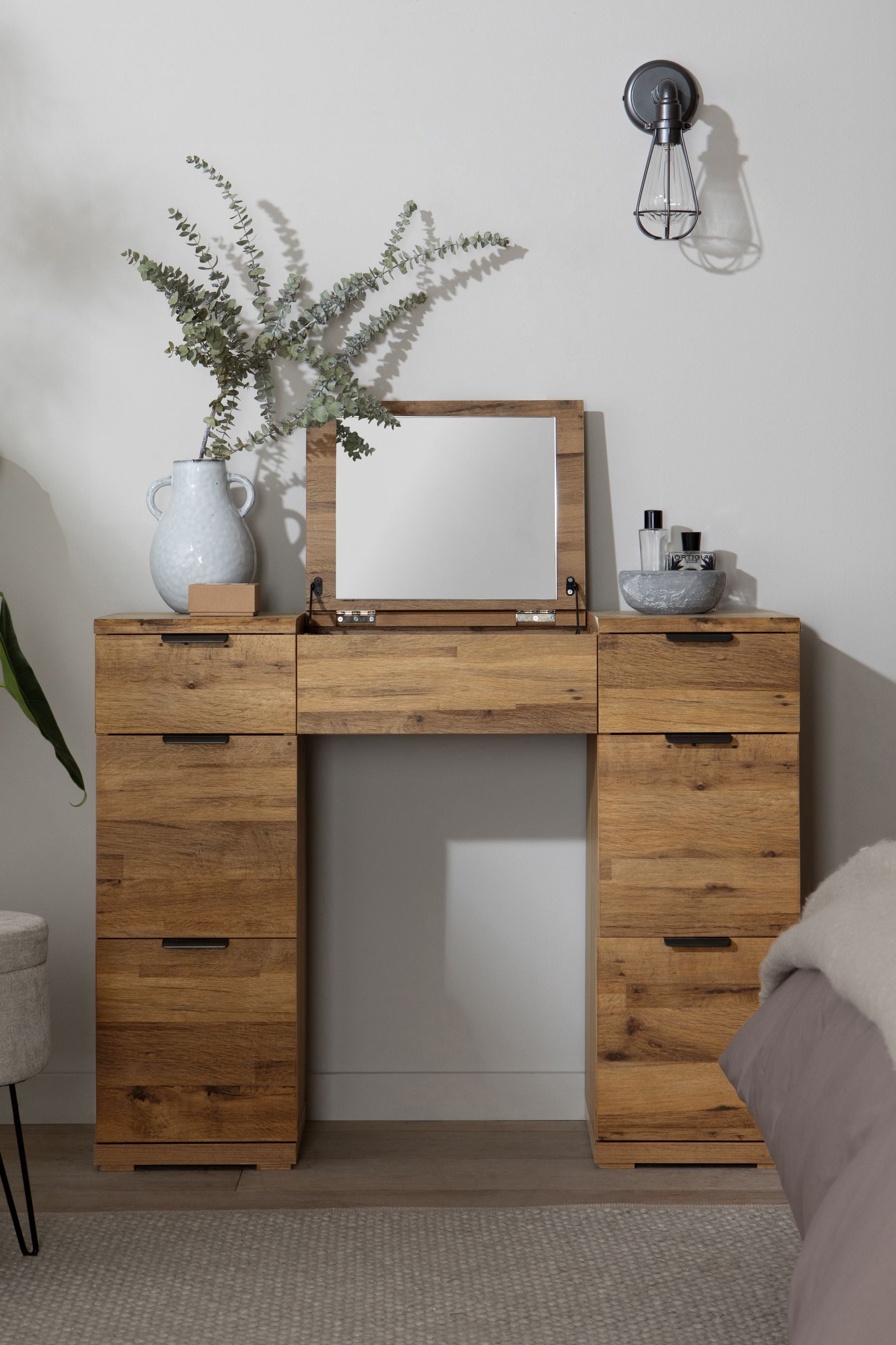 Buy Dark Bronx Oak Effect Space Saving Storage Console Dressing Table