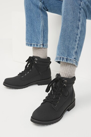 Buy Black Regular/Wide Fit Forever Comfort® Casual Lace-Up Boots from ...