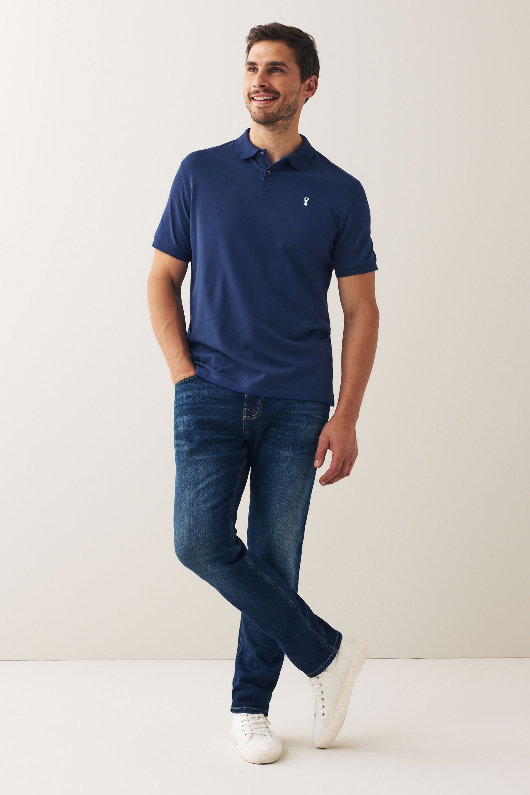 Buy Rich Blue Pique Polo Shirt from the Next UK online shop
