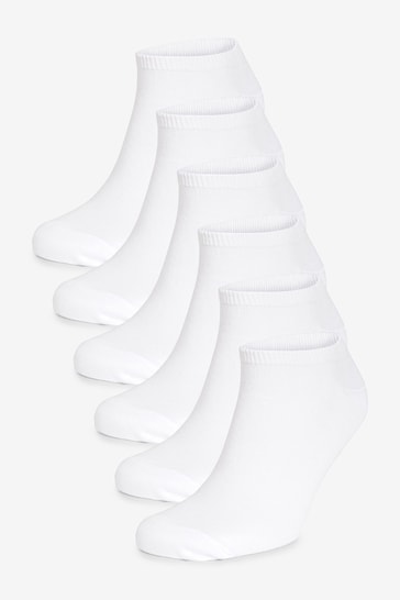 White 6 Pack Trainer Socks