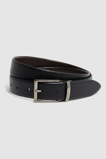 Reiss Black/Dark Brown Ricky Reversible Leather Belt