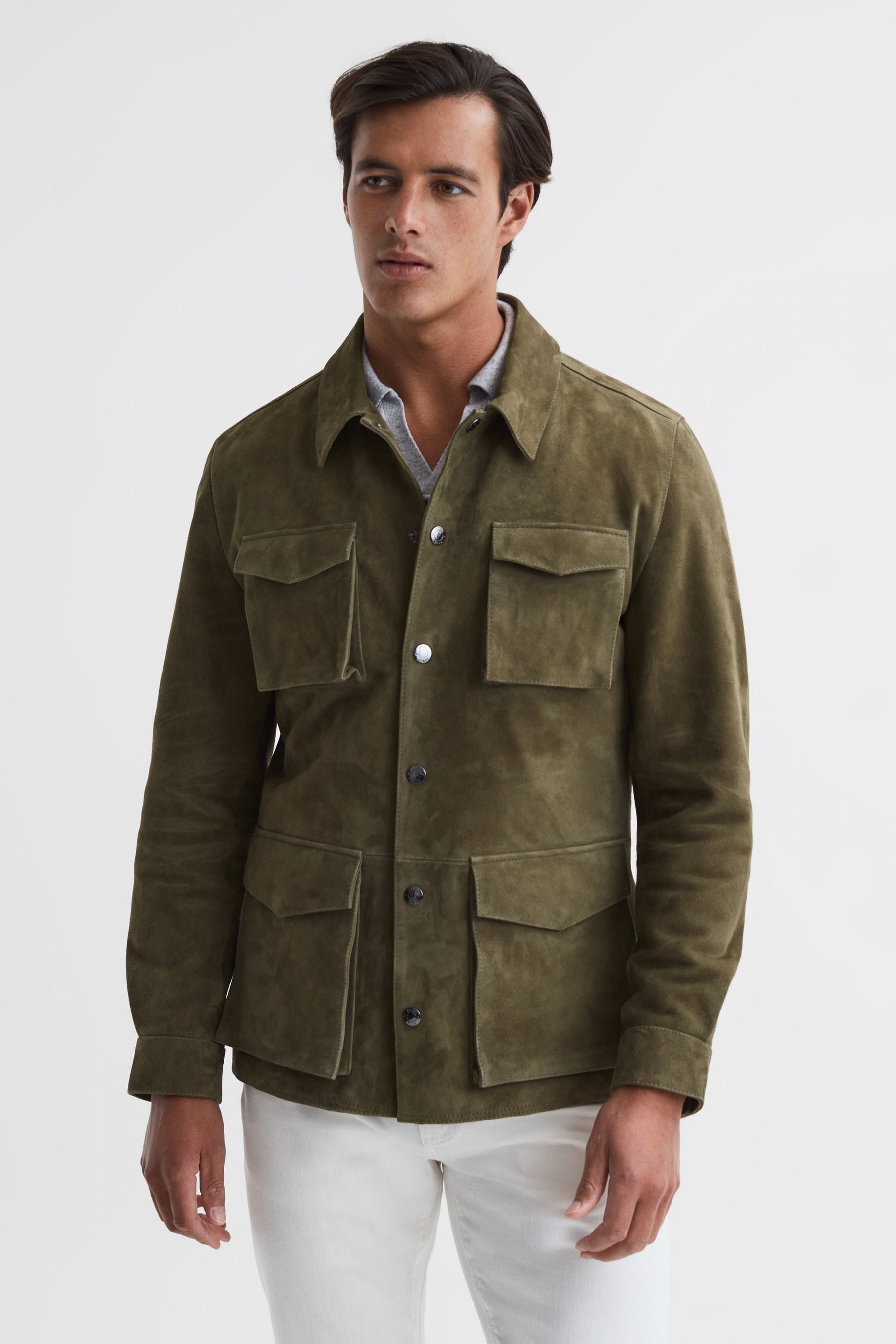 Buy Reiss Mays Suede Long Sleeve Four Pocket Jacket from the Next UK ...