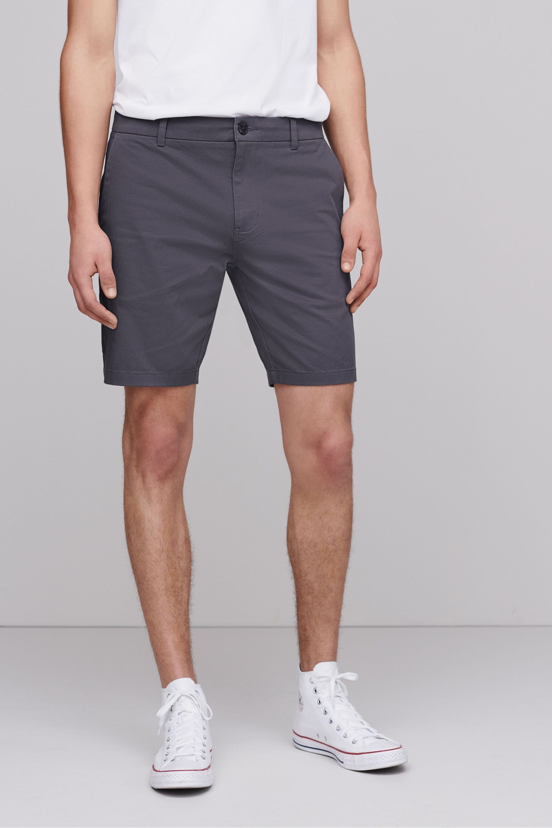 Buy Charcoal Grey Slim Stretch Chino Shorts from the Next UK