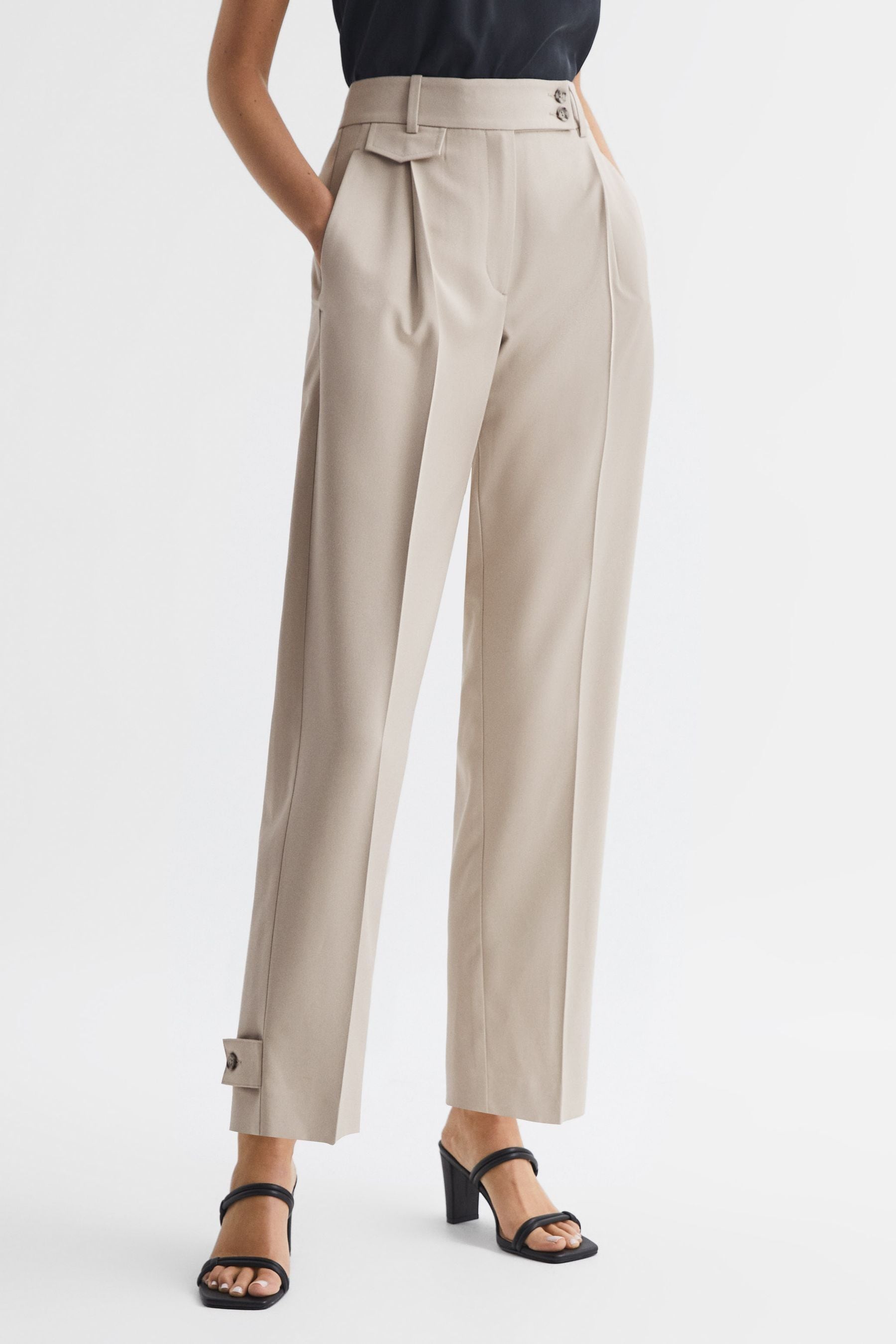 Buy Reiss Stone River High Rise Cropped Tapered Trousers from the Next
