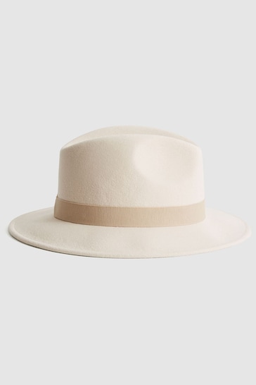 Reiss Ivory Ashbourne Wool Fedora Hat