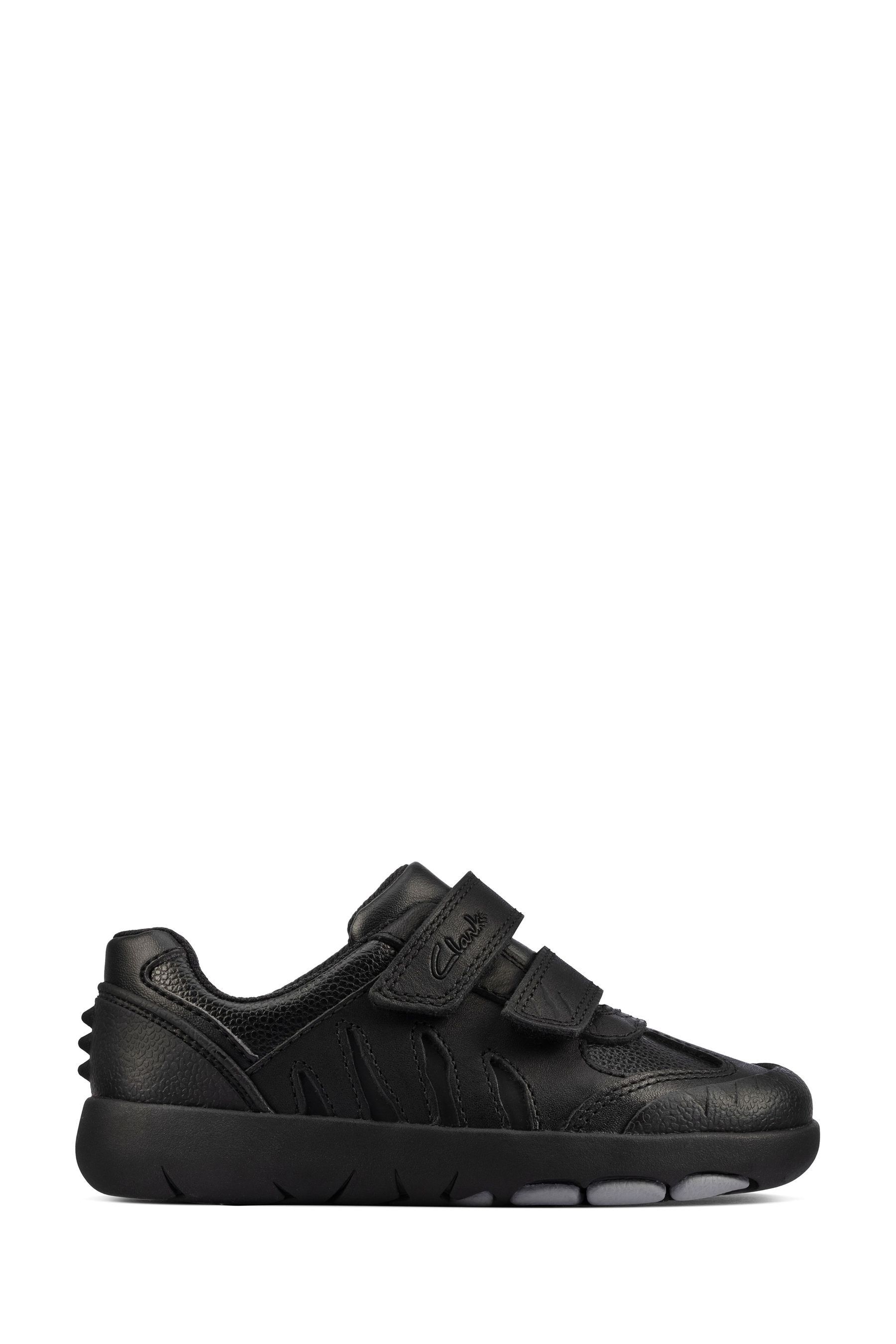 Clarks Black Multi Fit Dinosaur Sole Leather Toddler Shoes