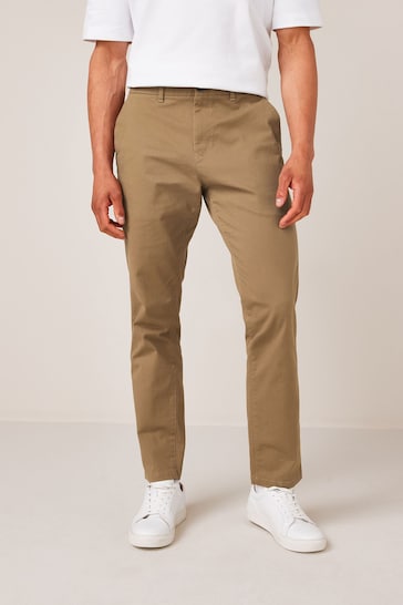 Light Tan Slim Fit Stretch Chinos Trousers