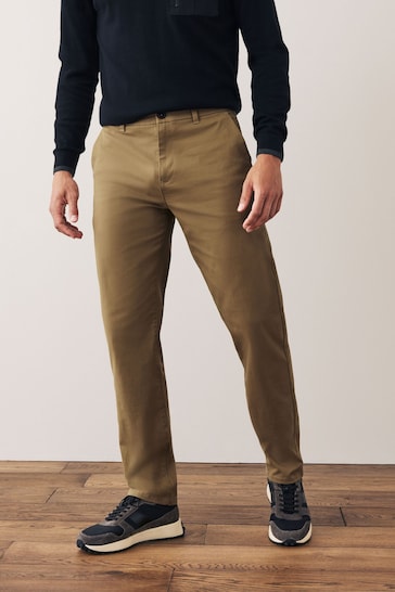 Light Tan Straight Stretch Chinos Trousers