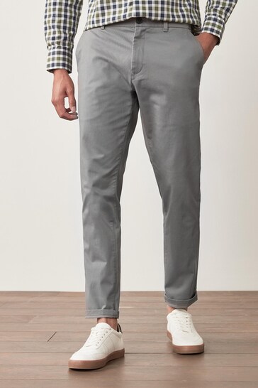 Grey Slim Stretch Chino Trousers