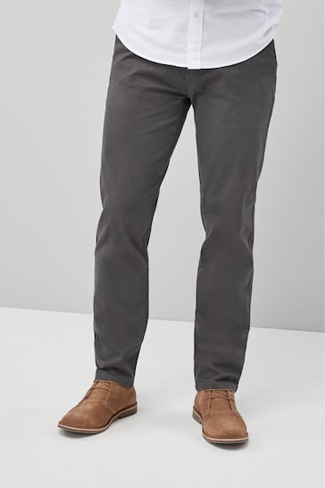 Dark Grey Slim Stretch Chino Trousers