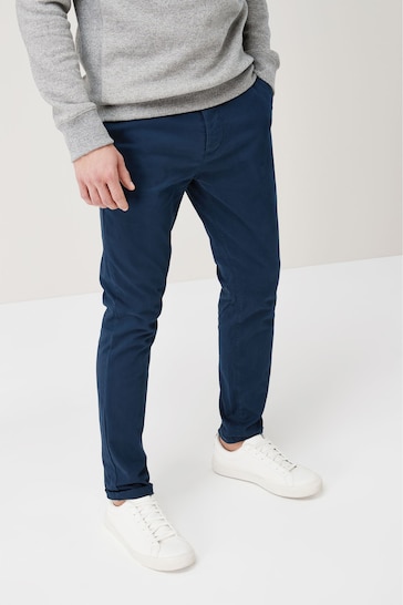 Buy Dark Blue Skinny Fit Stretch Chinos Trousers from the Next UK ...