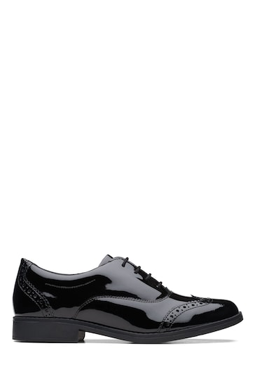 Clarks Black Patent Multi Fit Leather Aubrie Tap Shoes