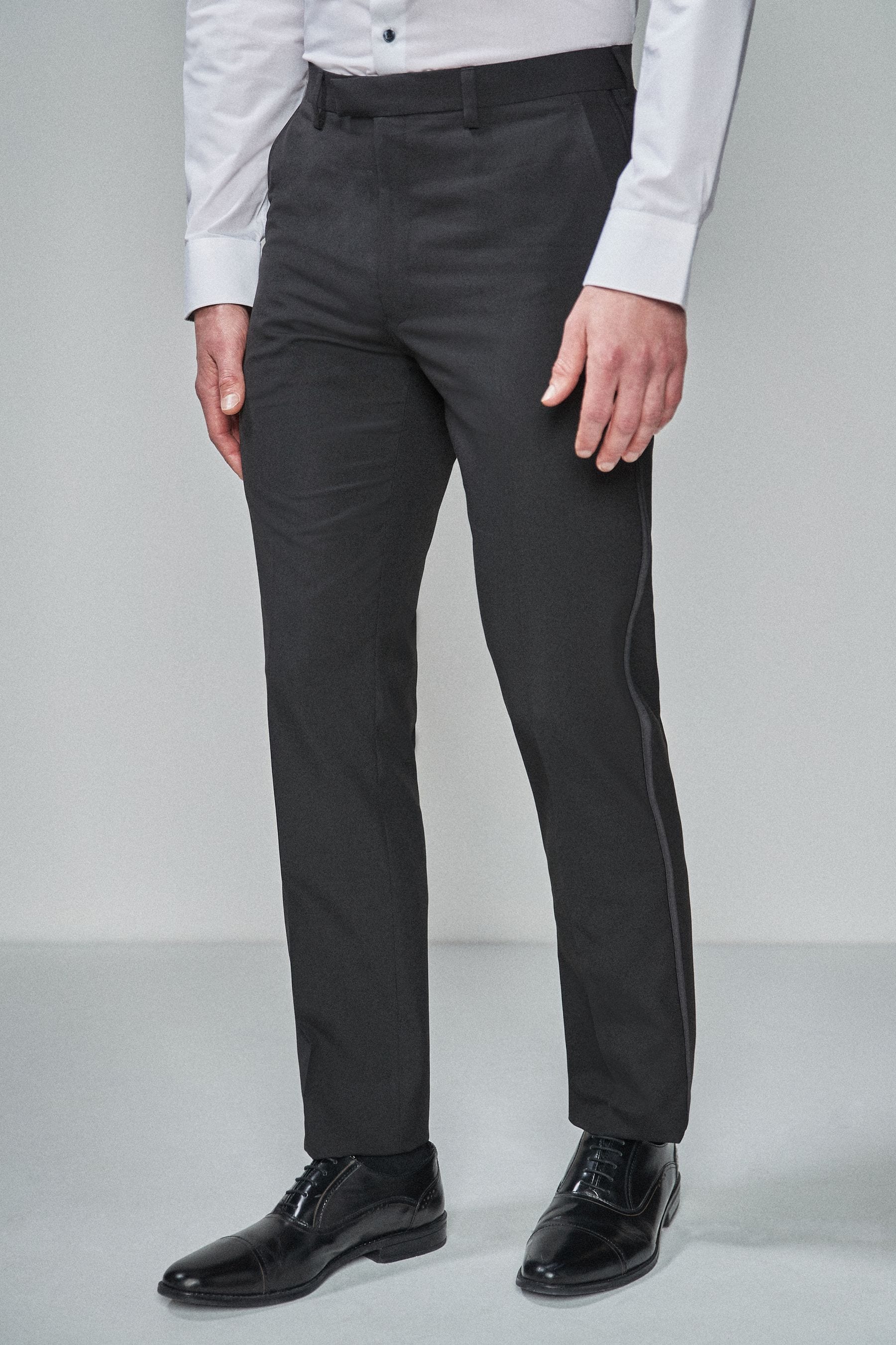 Regular Fit Black Tuxedo Trousers