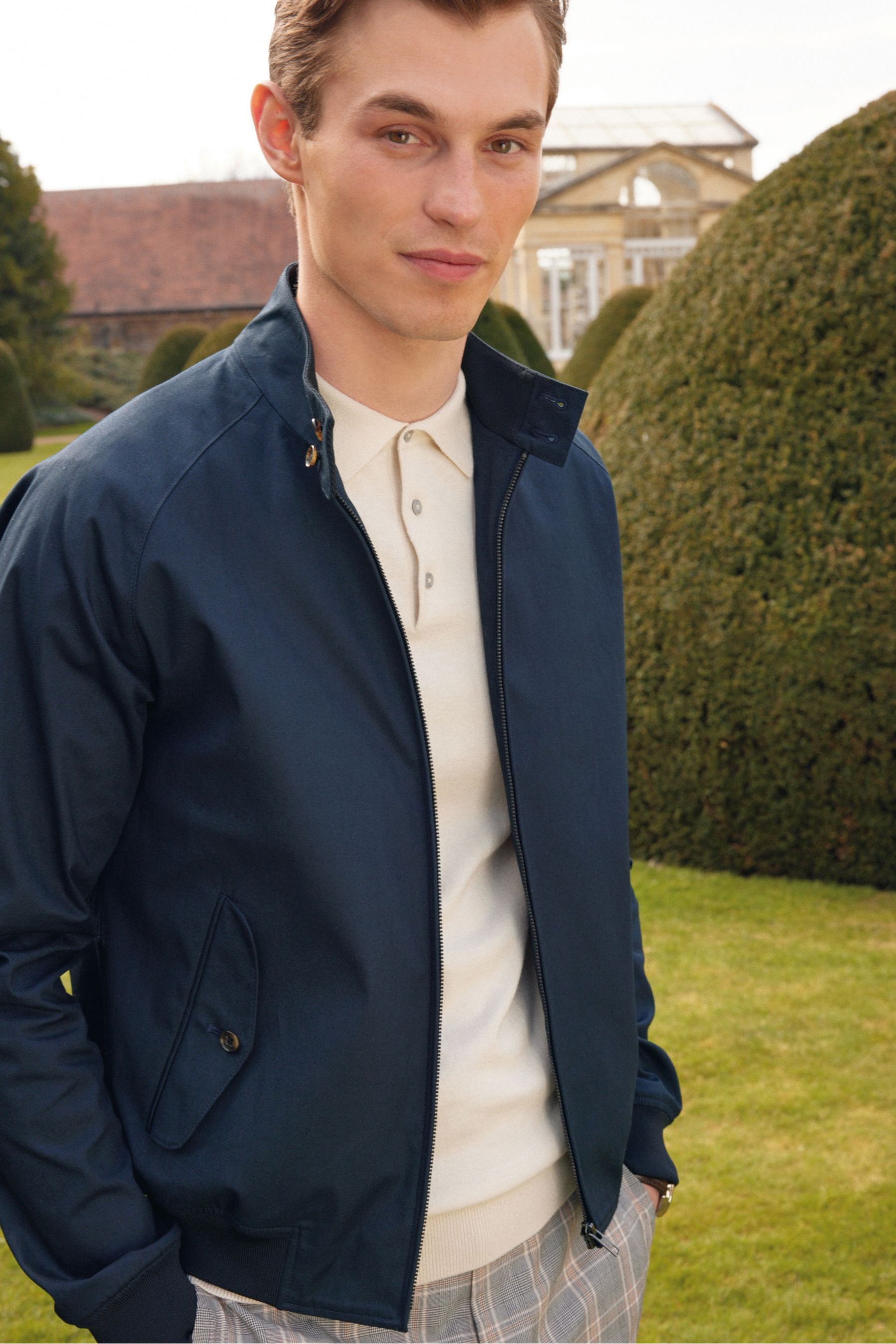 Buy Navy Blue Slim Harrington Jacket from the Next UK online shop