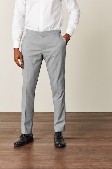 Black and White Slim Fit Morning Suit: Trousers
