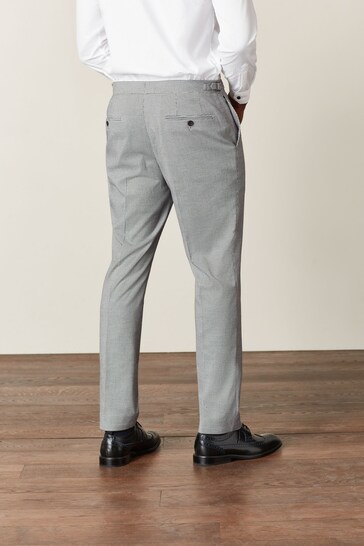 Black and White Slim Fit Morning Suit: Trousers